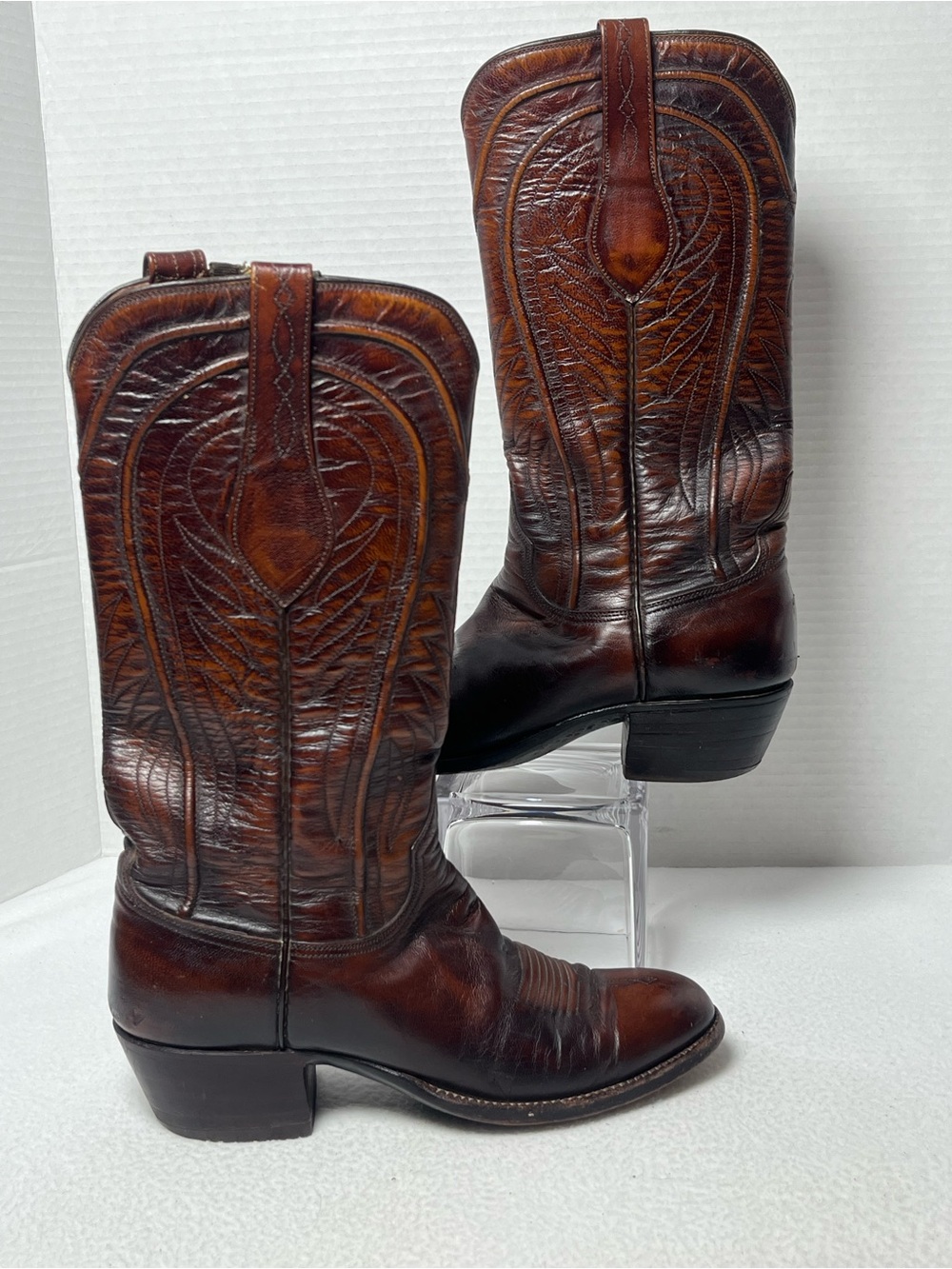 Vintage Lucchese San Antonio Custom Brass Zipper Cowboy Boots Womens 6B